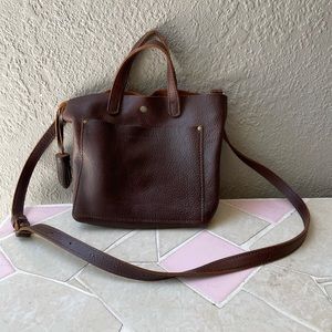 Portland Leather Goods mini crossbody in Coldbrew GUC.